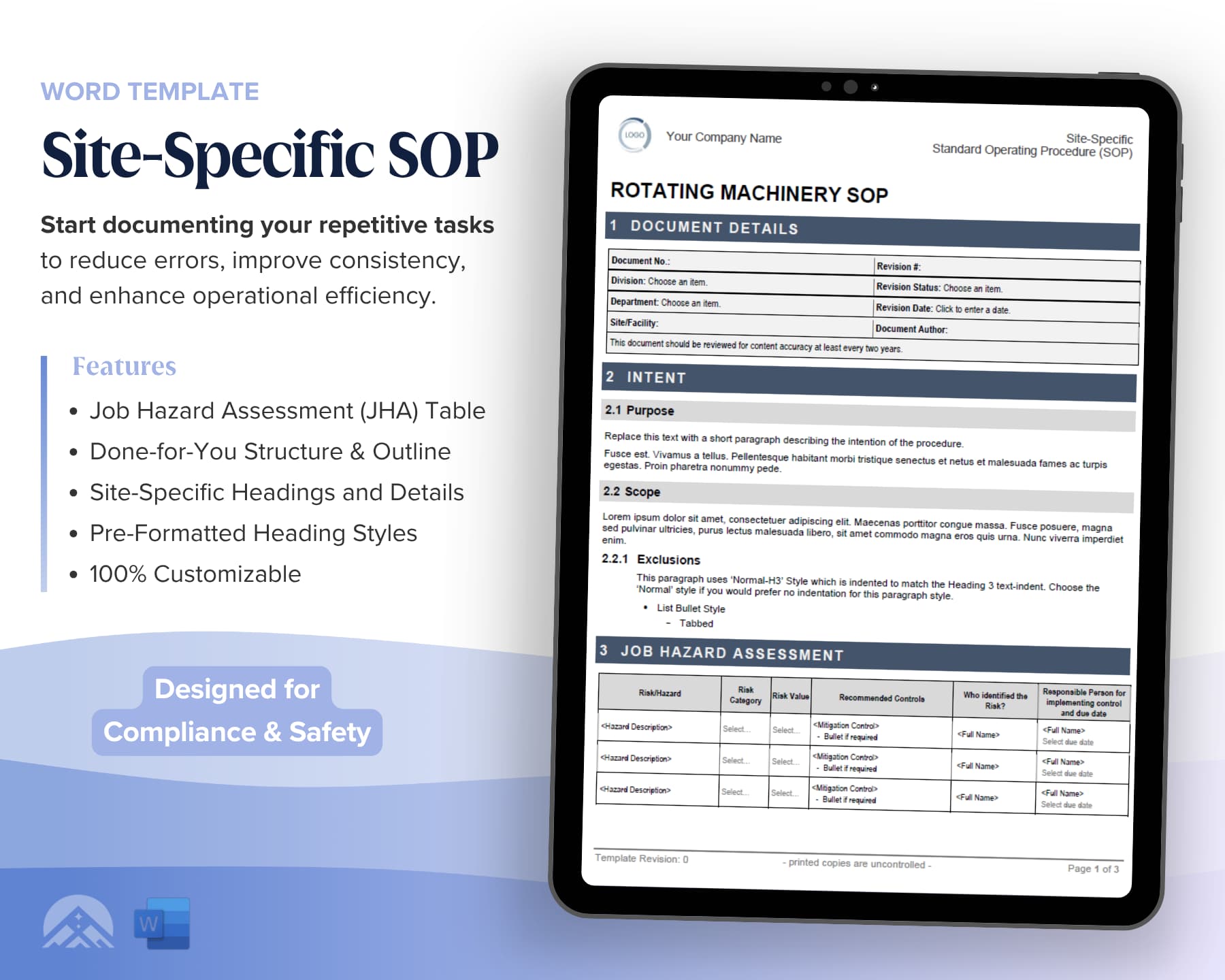 site specific SOP template