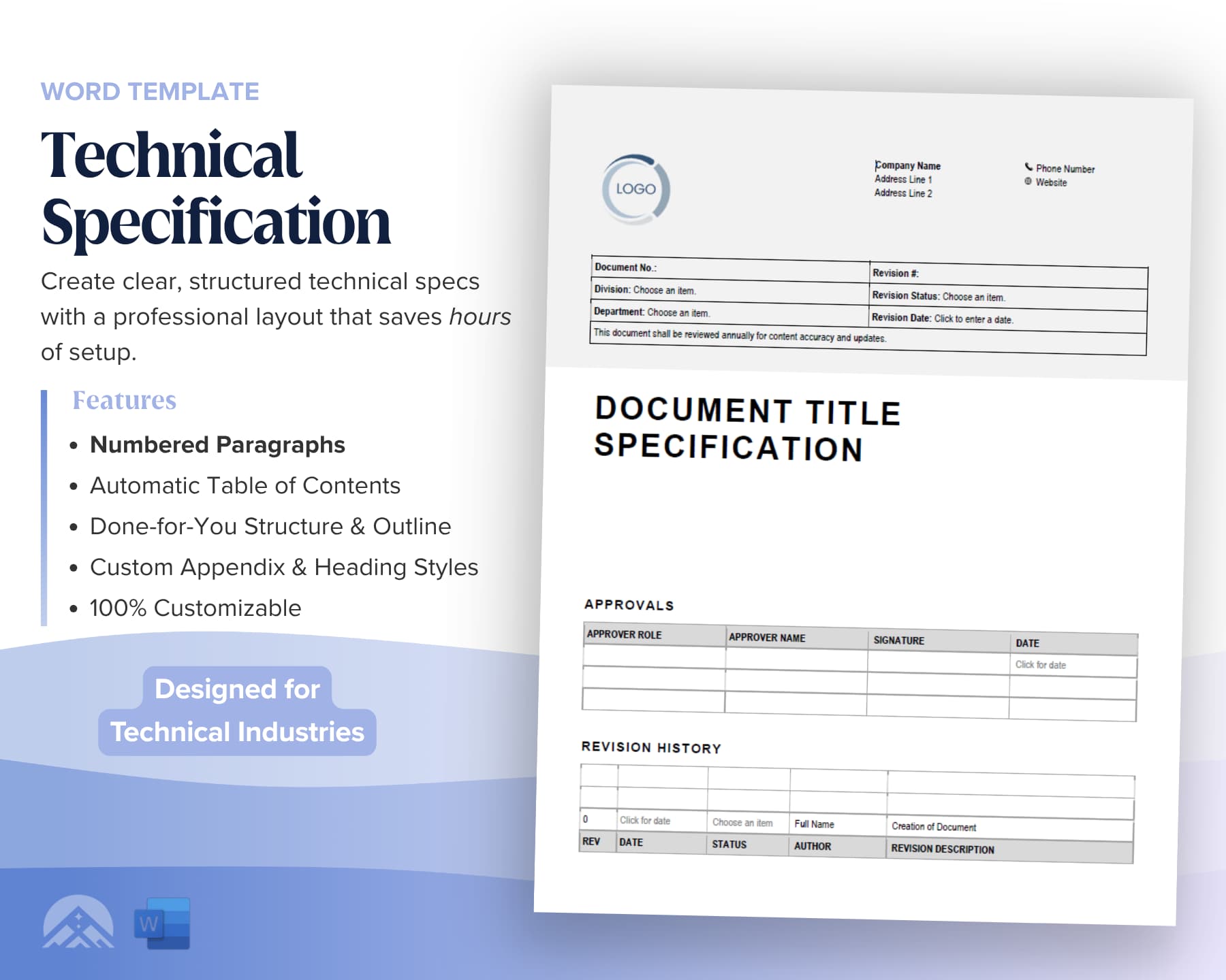 Technical Specification Template | Featuring Numbered Paragrahs!