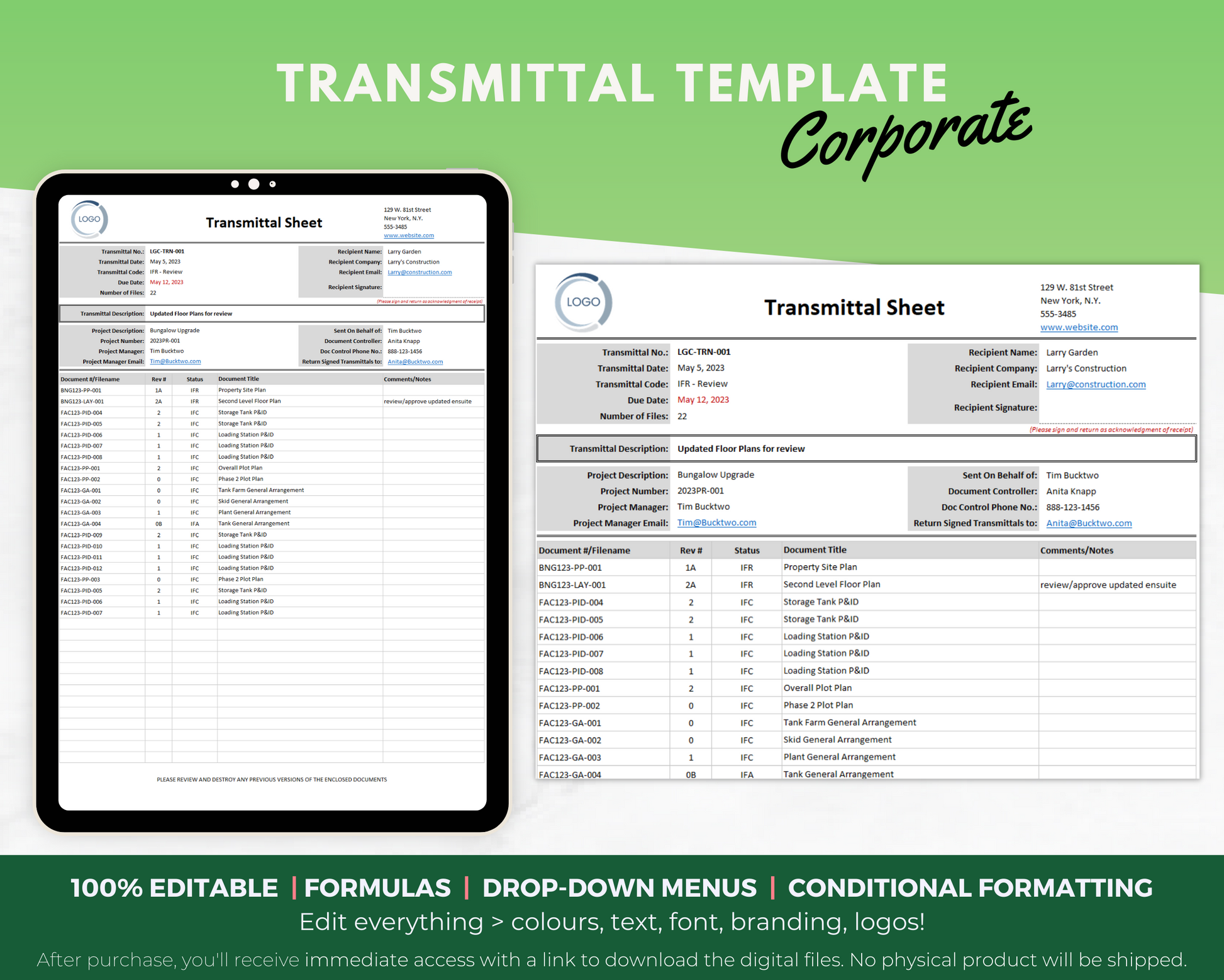 transmittal template