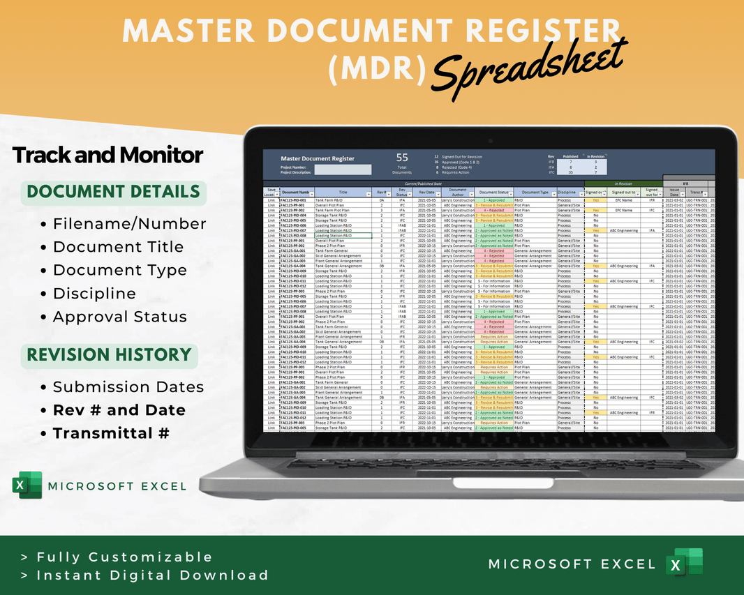 Master Document Register Template Excel | for Controlled Documents