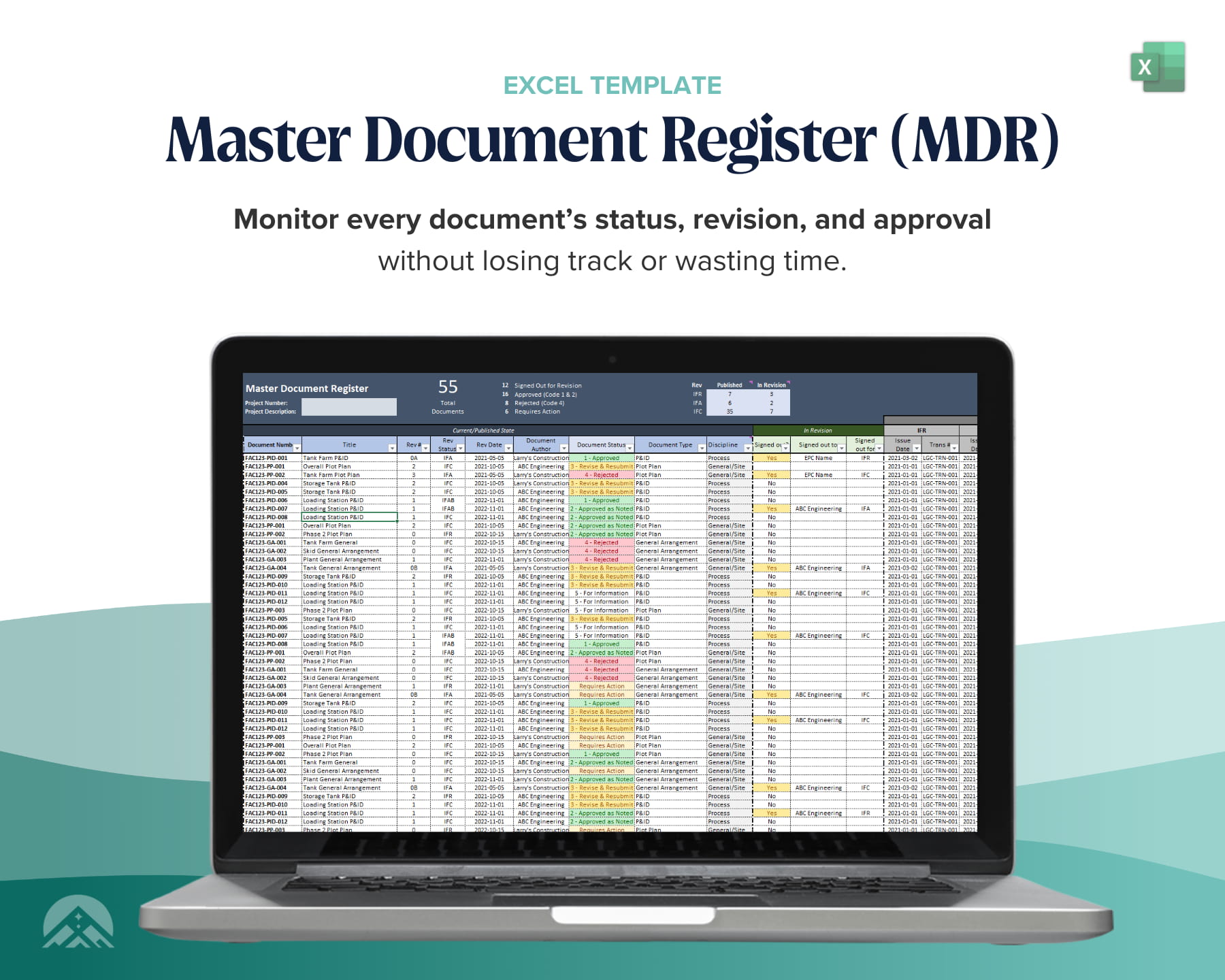 master document register template excel