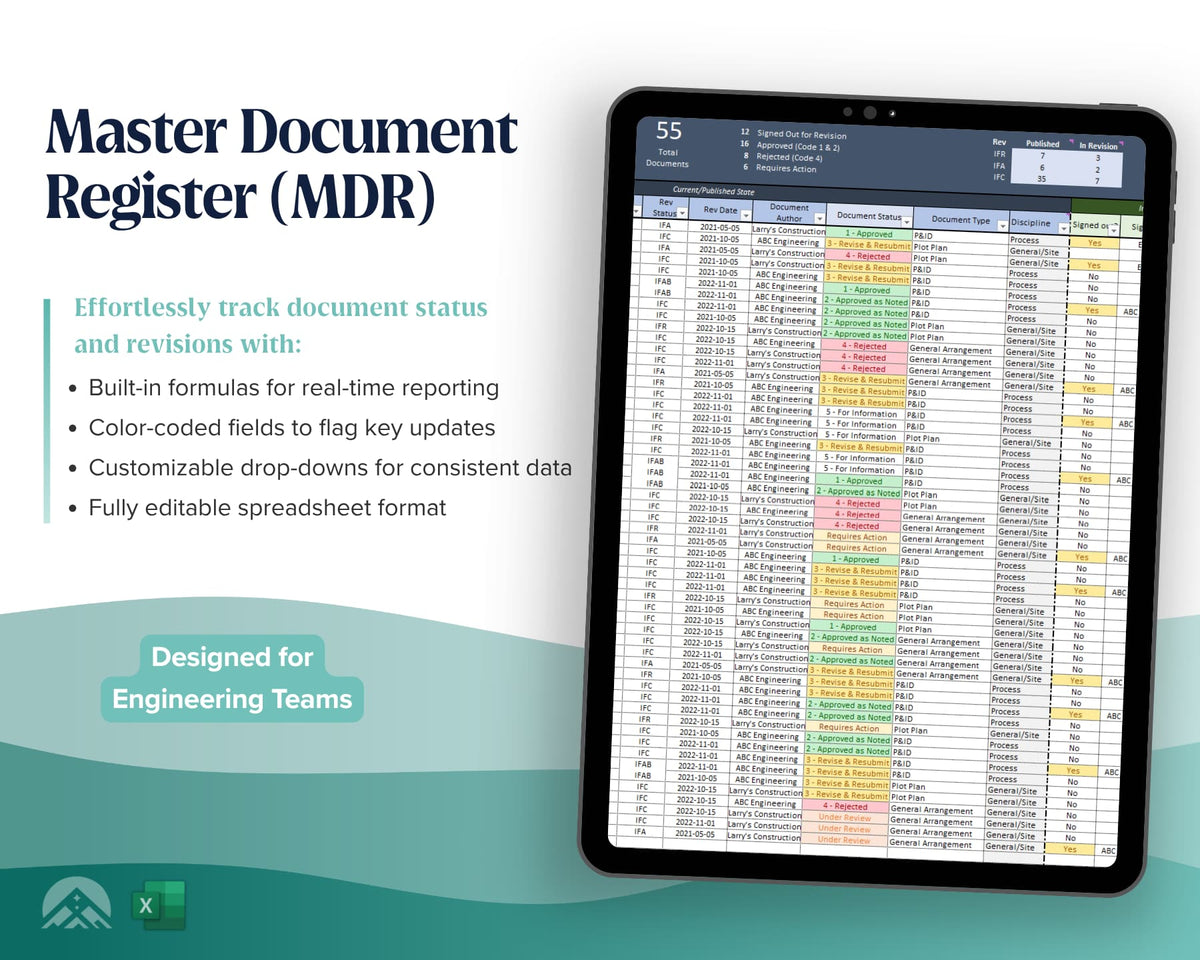 System Reporting Register Example Master Document Register Template Excel | for Controlled Documents