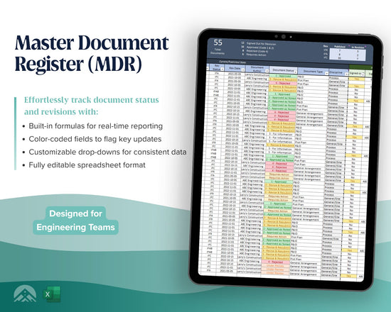 Msdpr File Number Master Document Register Template Excel | for Controlled Documents